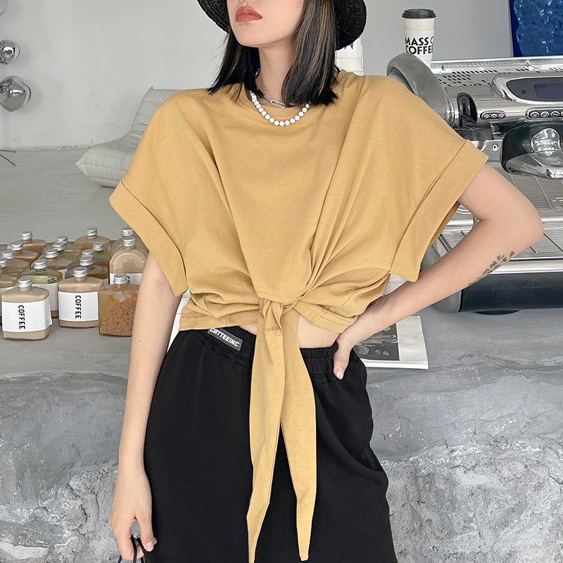Women Summer Short Sleeves Loose Short T Shirts-STYLEGOING