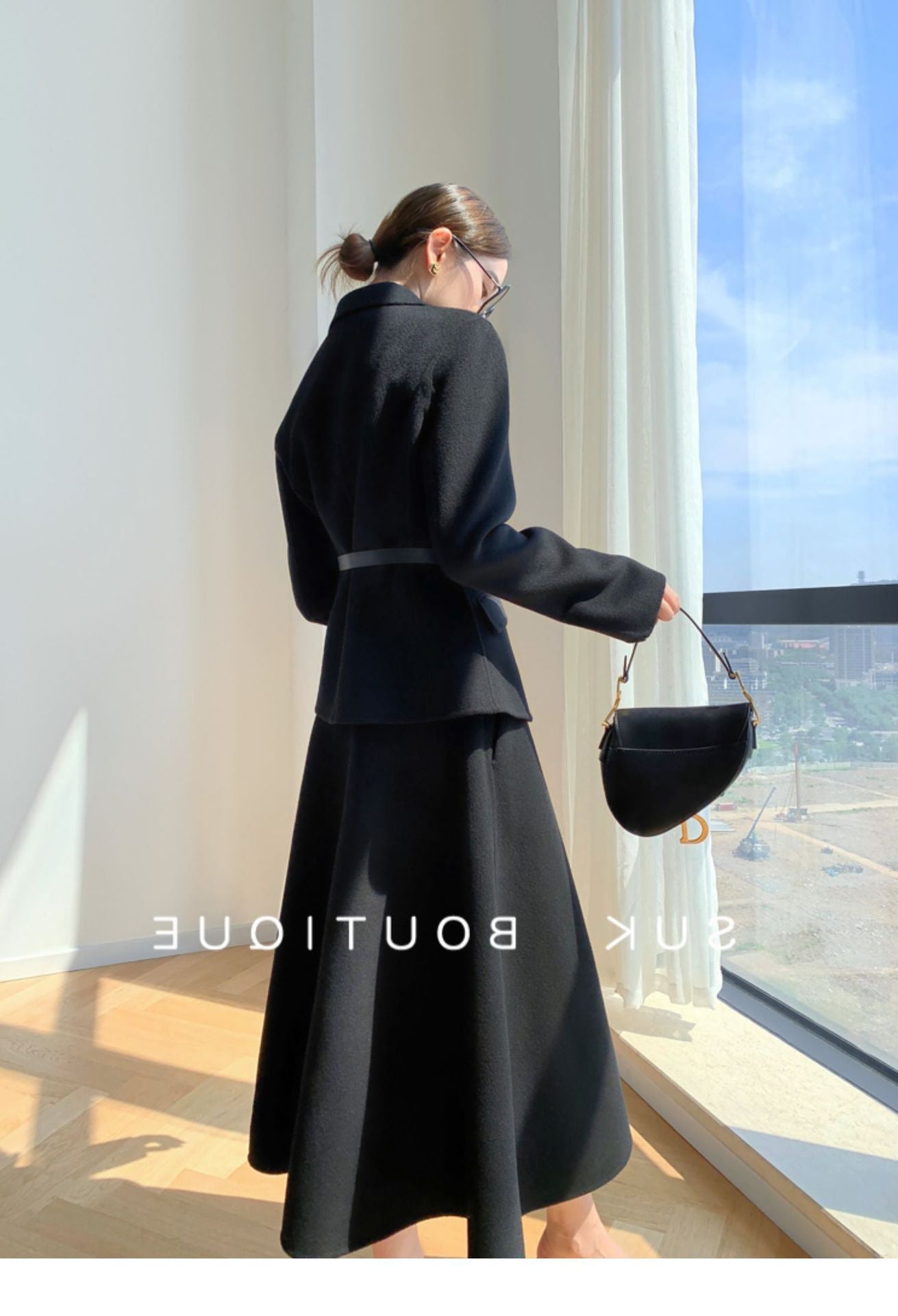 Luxury Woolen Blazer Top & Skirts Sets for Women