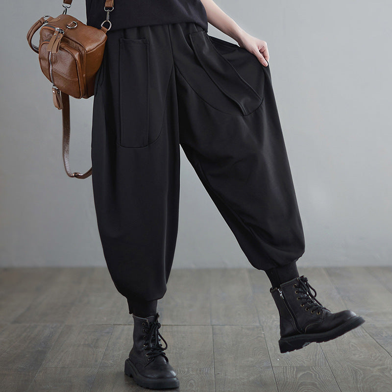 Summer Cotton Black Harem Pants for Girls