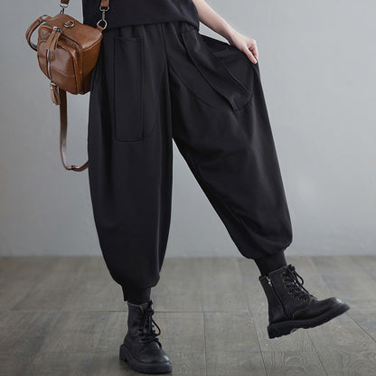 Summer Cotton Black Harem Pants for Girls