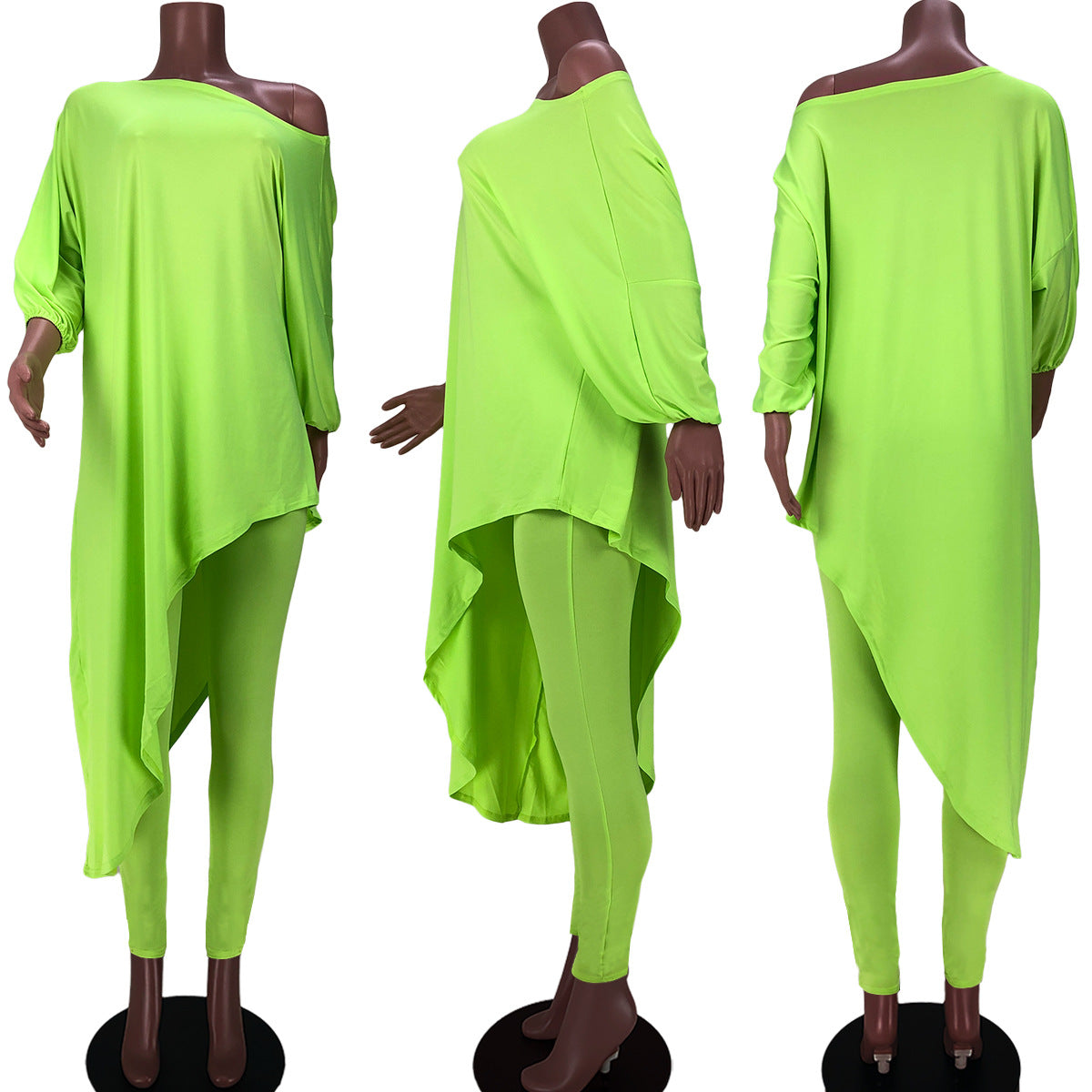 One Shoulder Irregular Bat Sleeves Tops&pants Suits