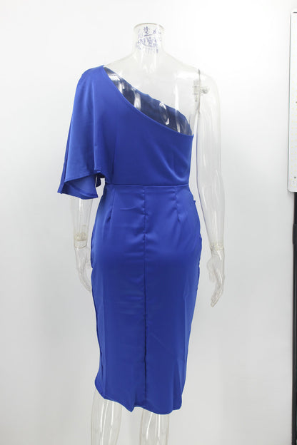 Sexy One Shoulder Irregular Evening Party Dresses