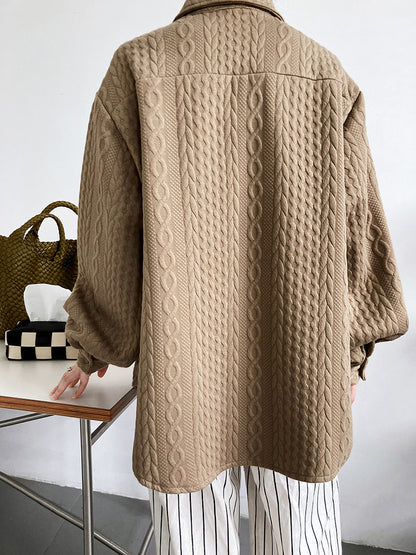 Soft Embossing Flowers Fall Long Sleeves Shirts