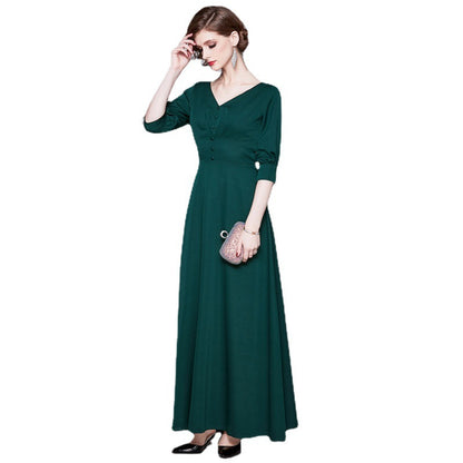 Elegant V Neck Long Evening Party Dresses