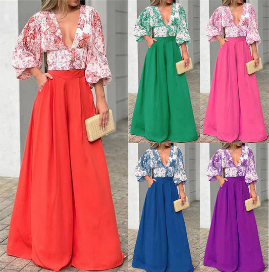 Sexy Deep V Neck Summer Two Pieces Women Suits