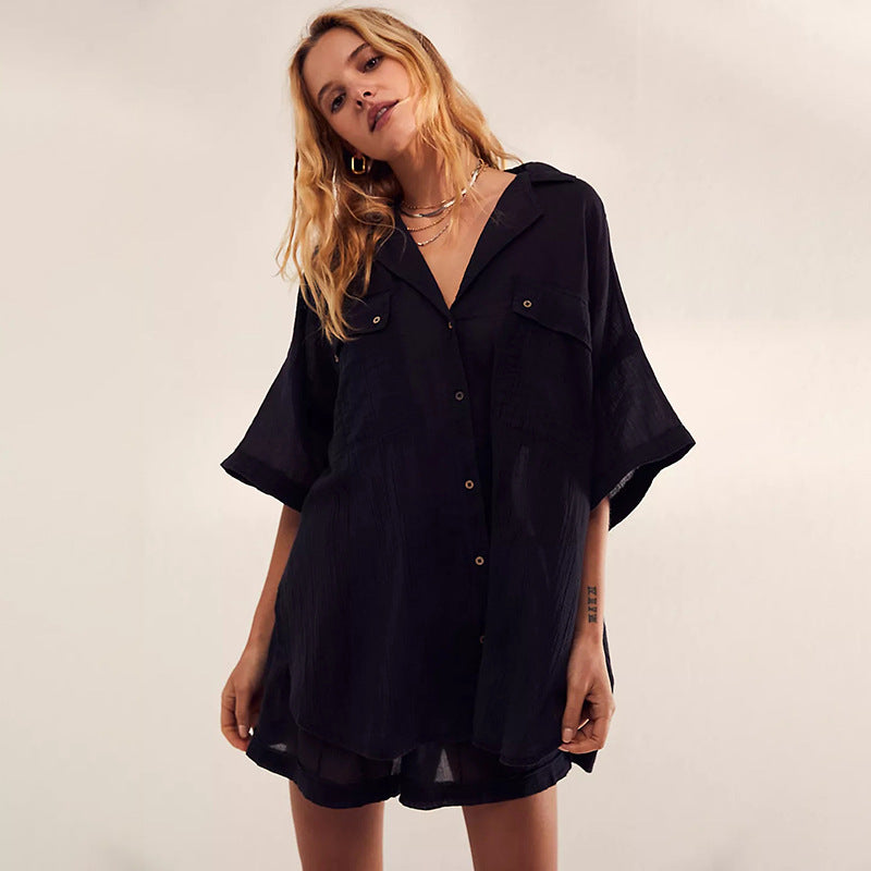 Summer Women Cotton Holiday Bikini Shirts