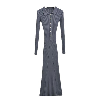 Sexy Polo Neckline Knitted Long Mermaid Dresses