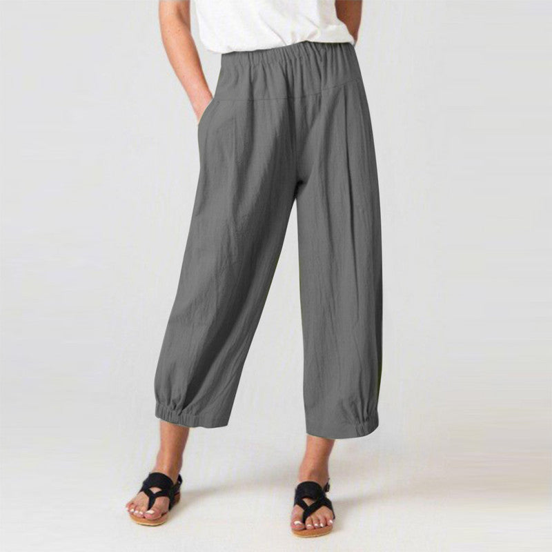 Loose High Waist Cropped Wide Legs Pants