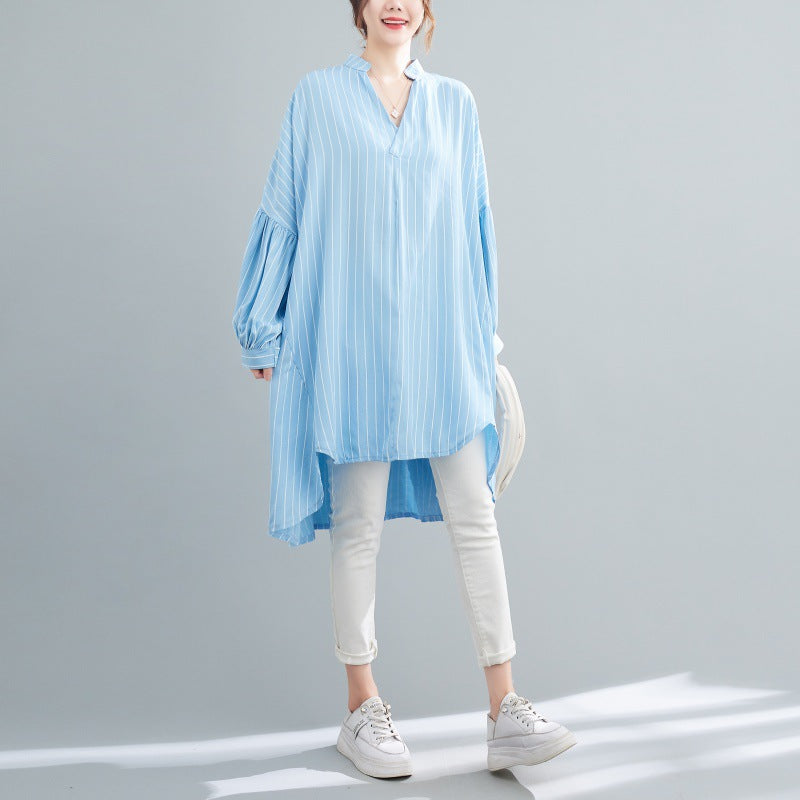 Designed Striped Long Shirts Dresses for Women