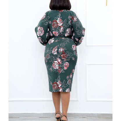 Round Neck Plus Sizes Office Lady Dresses