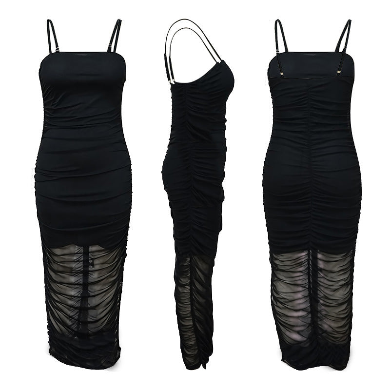 Sexy Split Front Pleated Long Party Dresses