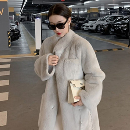 Winter Soft Warm Artificial Fur Long Overcoats for Women