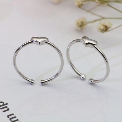 Simple Heart Shape Design Sterling Silver Rings for Women