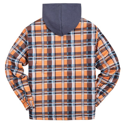 Plaid Winter Hoodies Jacket Outerwear for Men
