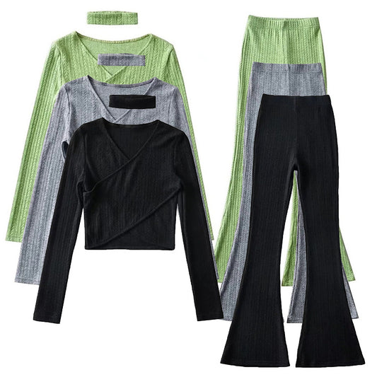 Sexy Designed Knitting Tops and High Waist Trumpet Pants