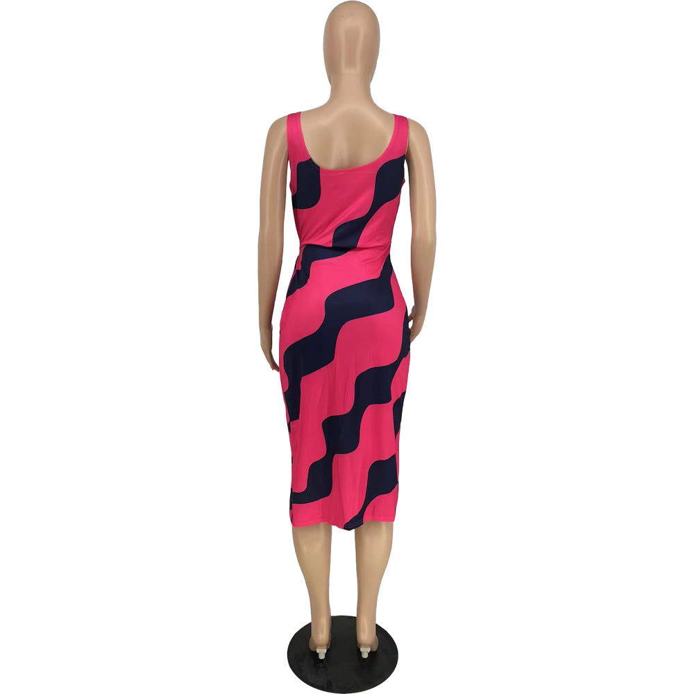 Sexy Unfixed Print Split Front Sexy Women Dresses