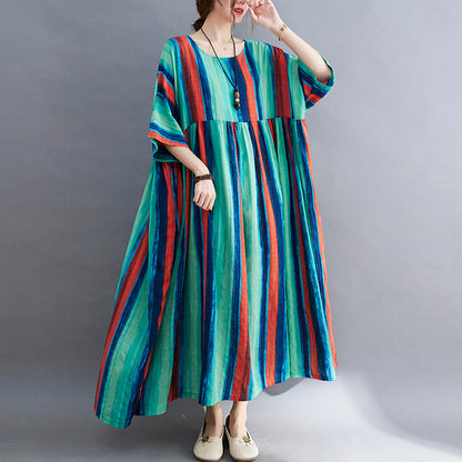 Summer Striped Women Long Cozy Dresses