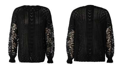 Women Lace Knitting Hollow Out Sweaters