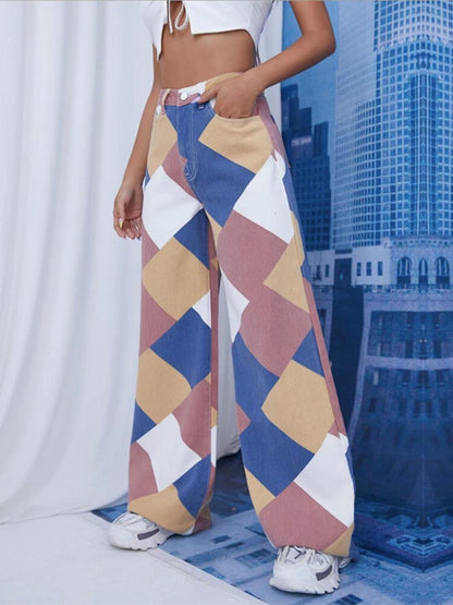 Casual High Waist Women Denim Wide Leg Pants
