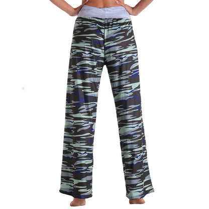 Casual Floral Print Women High Waist Trousers for Homewear
