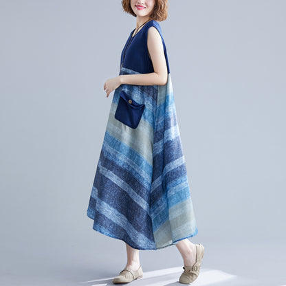 Blue Sleeveless Long Cozy Dresses