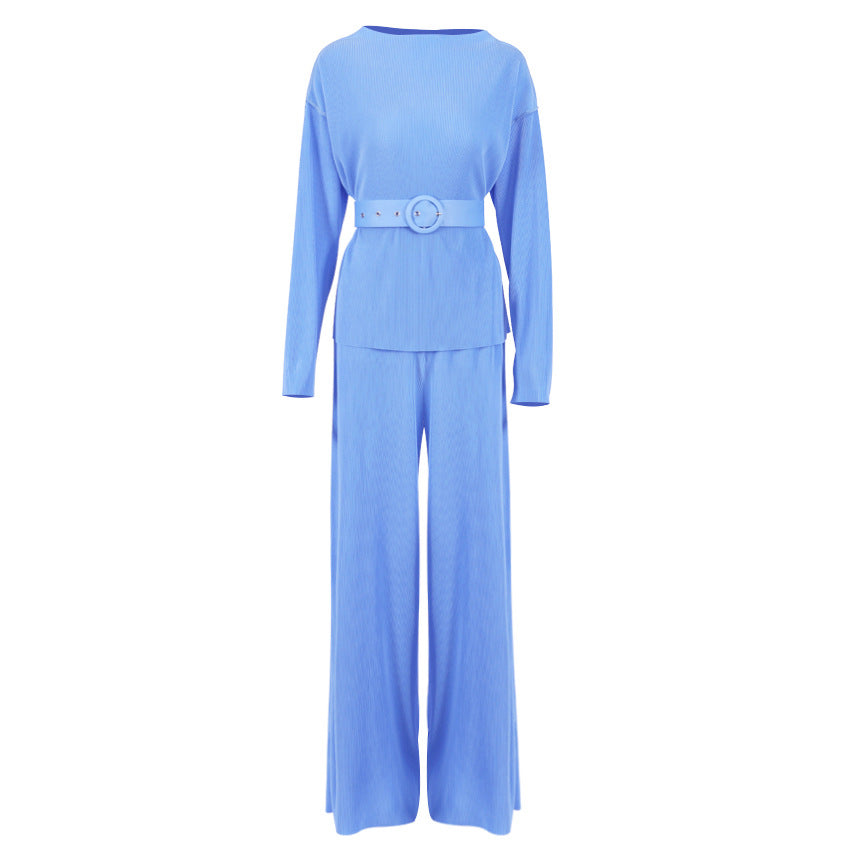 Luxury Spring Stand Collar Women Suits with Belt