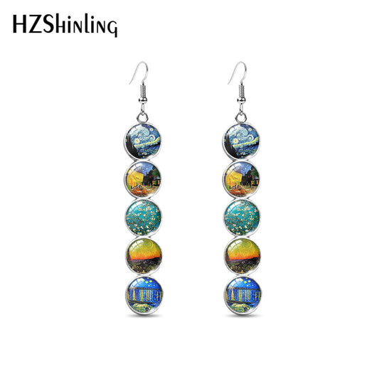 Sunflower Design Stone Drop Earrings for Women
