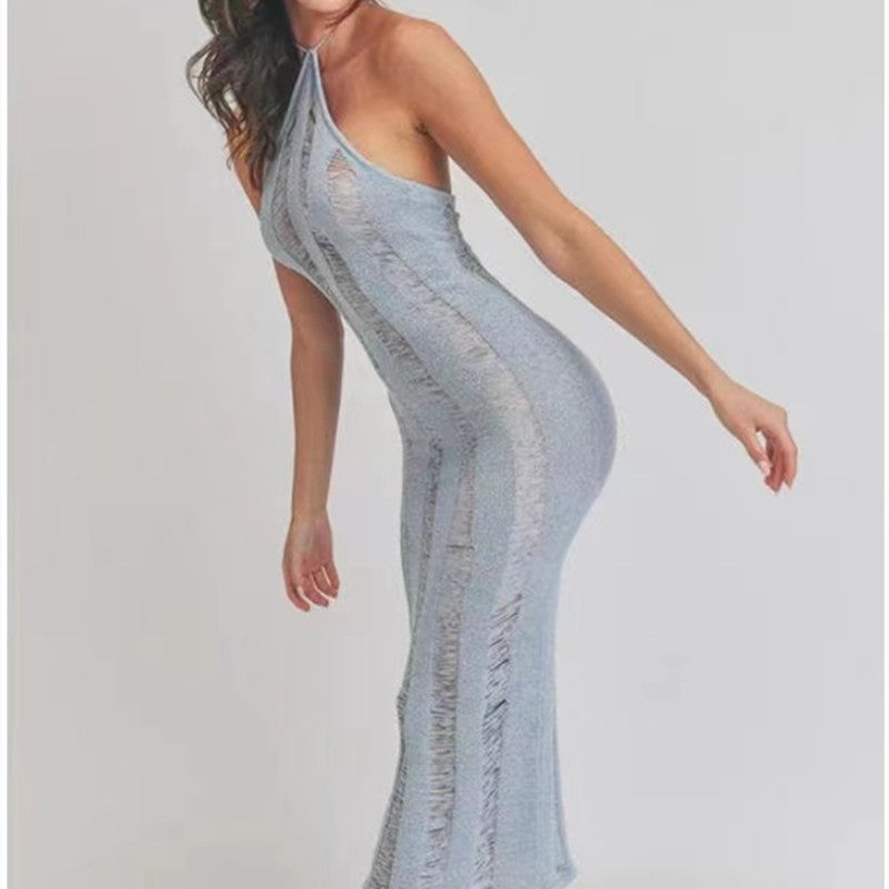 Sexy Backless See Through Knitted Dresses