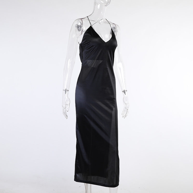 Sexy High Split Front Suspender Dresses