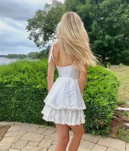 Sweety Summer Cake Style Backless Mini Dresses