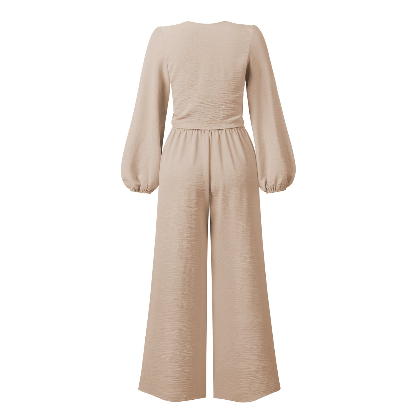 Sexy Long Sleeves Tops & Wide Legs Pants Women Suits