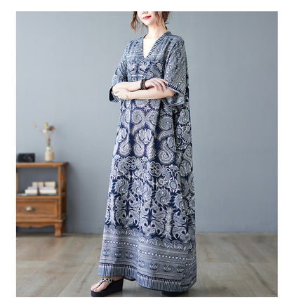 Vintage Linen Summer Holiday Long Cozy Dresses