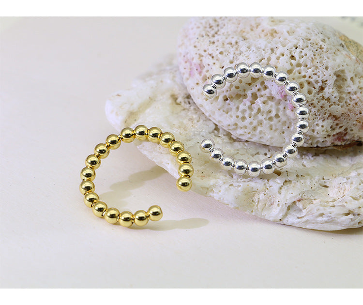 Beads Design Open End Silver Rings for Women