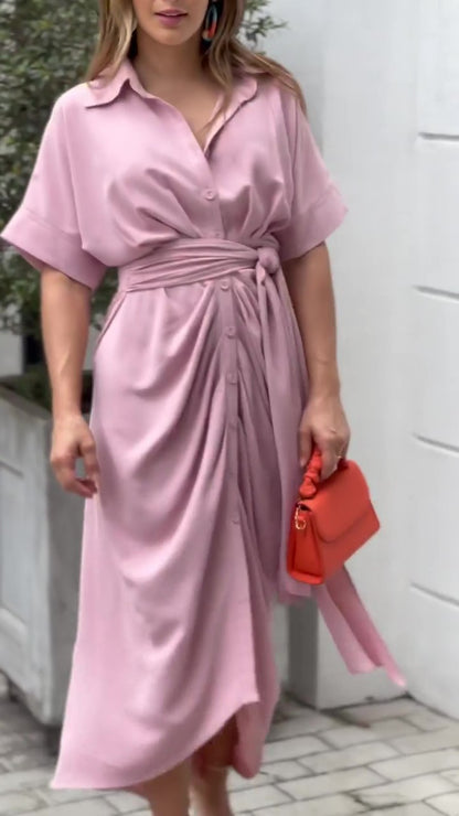 Summer Women Midi Length Shirts Dresses