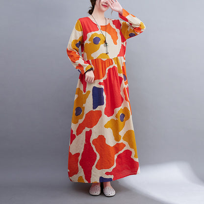Women  Long Sleeves Plus Sizes Fall Cozy Dresses