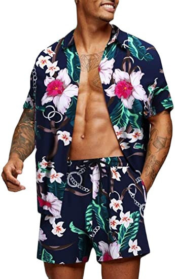 Leisure Summer Men's Short Sleeves Shirts and Shorts