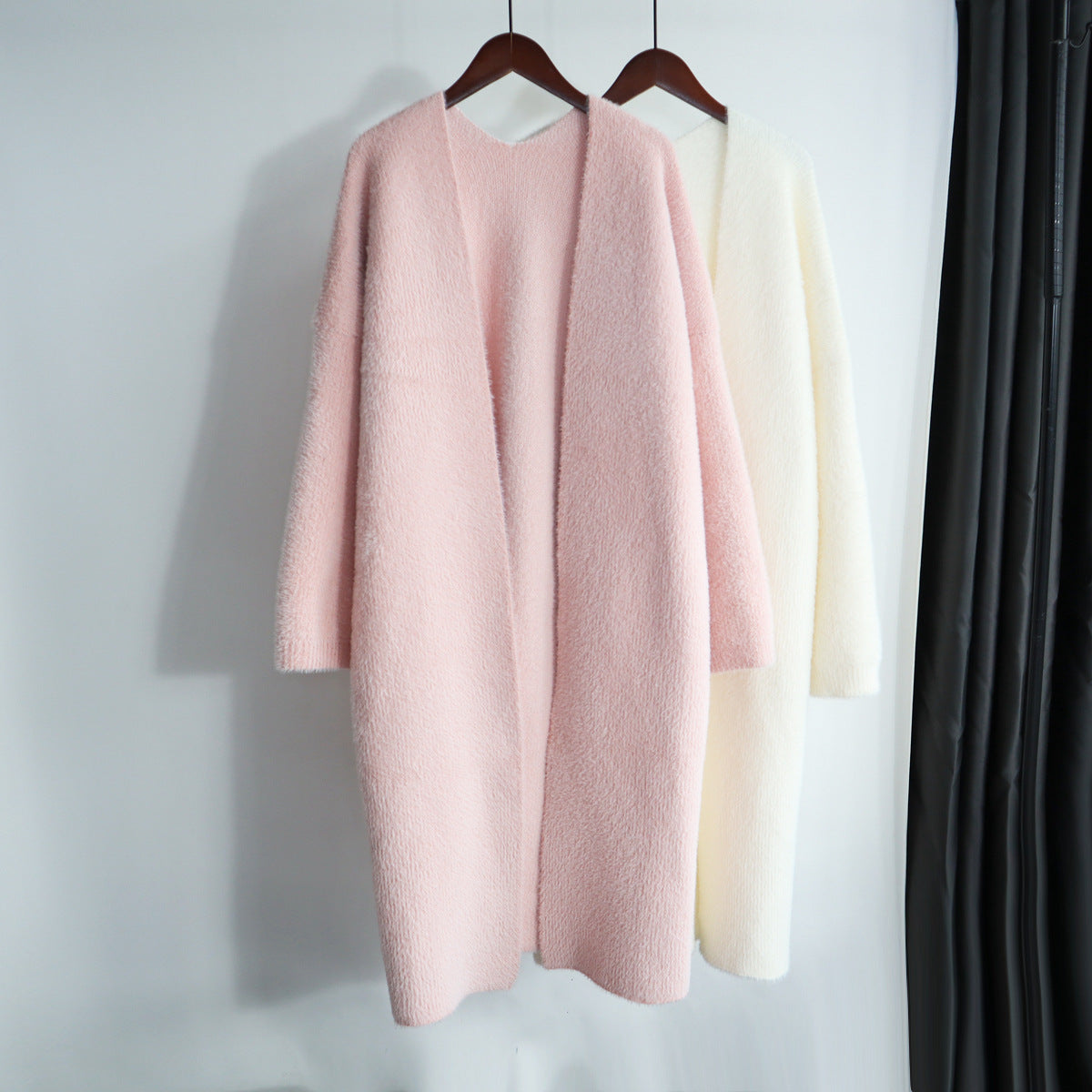 Classy Women Mink Wool Design Long Outerwear