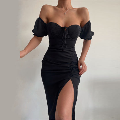 Sexy Off The Shoulder Lace Up Tight Mini Dresses