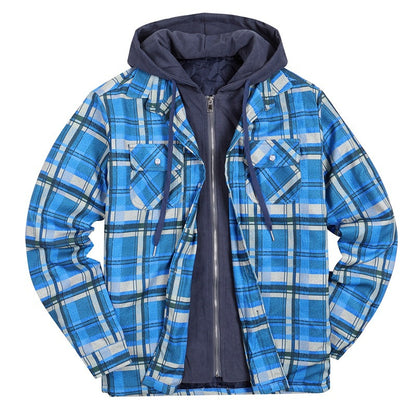 Plaid Winter Hoodies Jacket Outerwear for Men