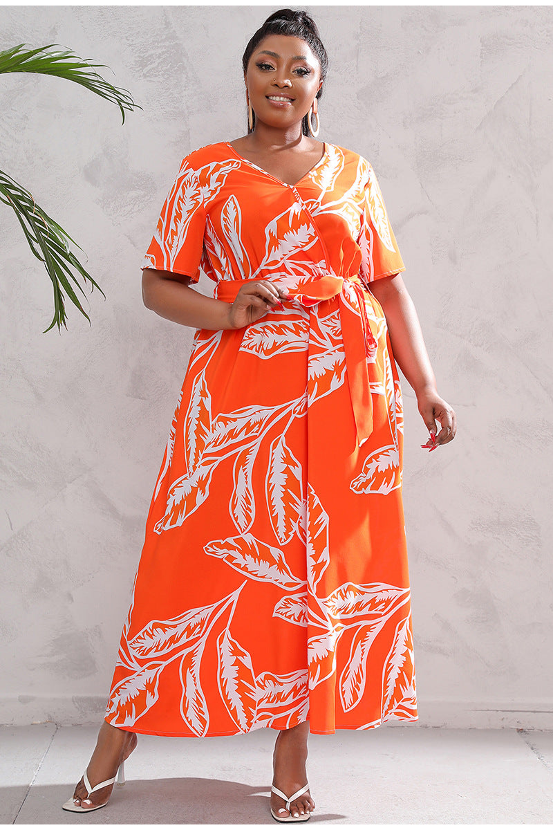 Women Floral Print Plus Sizes Dresses