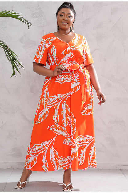 Women Floral Print Plus Sizes Dresses