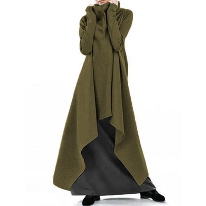 Women Irregular High Neck Sporting Long Hoodies-STYLEGOING