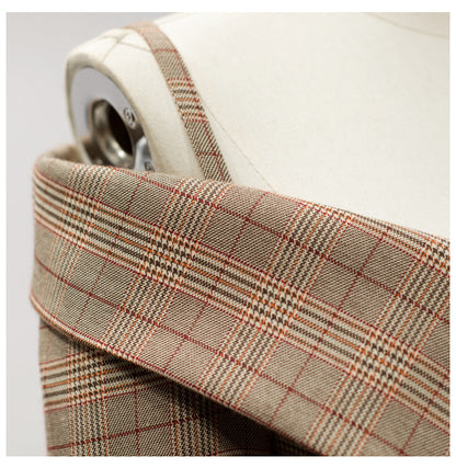 Luxury Off The Shoulder Plaid Irregular Blazer Overcoat