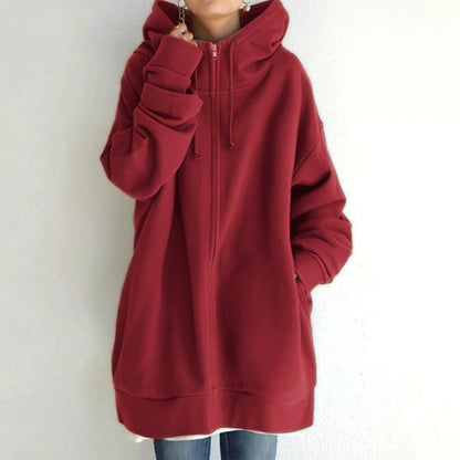Women Plus Sizes Zipper Velvet Hoodies