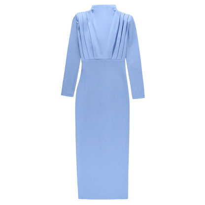 Elegant Round Neck High Neck Long Dresses