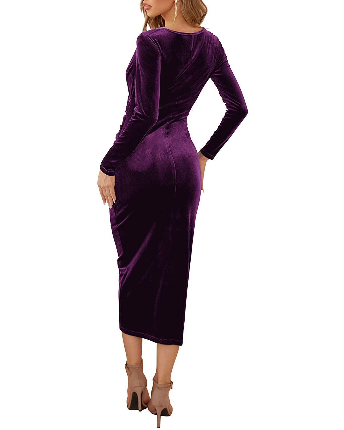 Vintage V Neck Irregular Long Sleeves Party Dresses