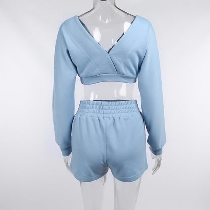 Sexy Fall Long Sleeves Sports Tops and Shorts