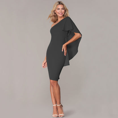 Sexy One Shoulder Ruffled Women Mini Dresses