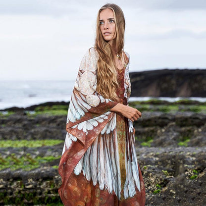 Chiffon Wings Design Pullover Cover Ups Dresses