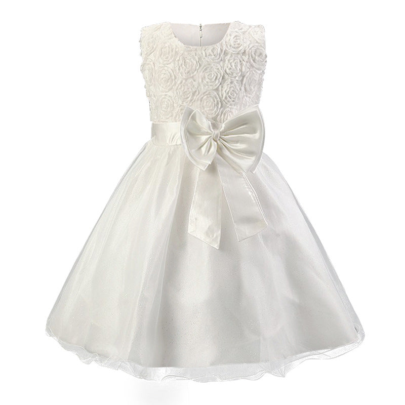 3D Rose Flower Princess Girls Dresses
